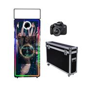 Magic Mirror Photo Booth 65 Inch, Flight Case Packing,Portable 32 inch Touch Screen Mirror Booth Machine for Weddings Parties Events (Black Machine, 65"/32"Touch Screen+Camera)