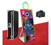 Magic Mirror Photo Booth,65'' Mirror Photo Booth with 32'' Interactive Touch Screen, Built-in Mini PC Suitable for Photography Needs in Various Locations (White, Machine+Camera)