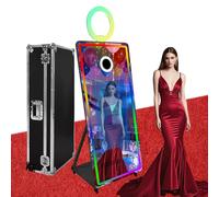 Magic Mirror Photo Booth,65'' Mirror Photo Booth with 32'' Interactive Touch Screen, Built-in Mini PC Suitable for Photography Needs in Various Locations (Black, Photo Booth Machine)