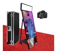 Magic Mirror Photo Booth,65'' Mirror Photo Booth with 32'' Interactive Touch Screen,Square Light,Built-in Mini PC Suitable for Photography (Black, Machine+Camera)