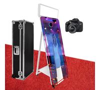 Magic Mirror Photo Booth,65'' Mirror Photo Booth with 32'' Interactive Touch Screen,Square Light,Built-in Mini PC Suitable for Photography (White, Machine+Camera)