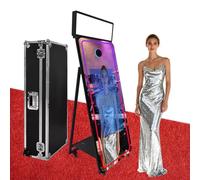 Magic Mirror Photo Booth,65'' Mirror Photo Booth with 32'' Interactive Touch Screen,Square Light,Built-in Mini PC Suitable for Photography (Black, Photo Booth Machine)