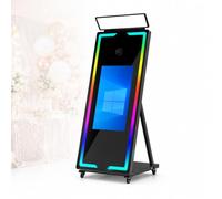 Magic Mirror Photo Booth, 65'' Mirror Photo Booth With 43'' Touch Screen, Hd Camera & Built-in Pc, Fill Light, Rgb Led Frame, For Photography Needs In Various Locations