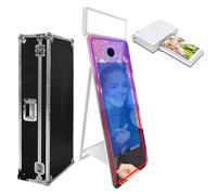 Magic Mirror Photo Booth 65in with Flight Case,Interactive Touch Screen Mirror Photo Booth Machine for Event Party Wedding Rental (White(43''Touch Screen), Machine+Mini Printer)