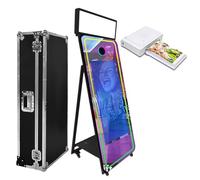 Magic Mirror Photo Booth 65in with Flight Case,Interactive Touch Screen Mirror Photo Booth Machine for Event Party Wedding Rental (Black(43''Touch Screen), Machine+Mini Printer)