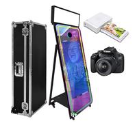 Magic Mirror Photo Booth 65in with Flight Case,Interactive Touch Screen Mirror Photo Booth Machine for Event Party Wedding Rental (Black(43''Touch Screen), Machine+Camera+Mini Printer)