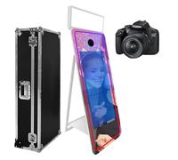 Magic Mirror Photo Booth 65in with Flight Case,Interactive Touch Screen Mirror Photo Booth Machine for Event Party Wedding Rental (White(43''Touch Screen), Machine+Camera)