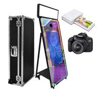 Magic Mirror Photo Booth 65in with Flight Case,Interactive Touch Screen Mirror Photo Booth Machine for Event Party Wedding Rental (Black(32''Touch Screen), Machine+Camera+Mini Printer)