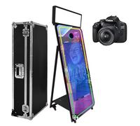 Magic Mirror Photo Booth 65in with Flight Case,Interactive Touch Screen Mirror Photo Booth Machine for Event Party Wedding Rental (Black(43''Touch Screen), Machine+Camera)