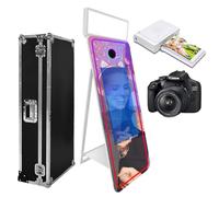 Magic Mirror Photo Booth 65in with Flight Case,Interactive Touch Screen Mirror Photo Booth Machine for Event Party Wedding Rental (White(32''Touch Screen), Machine+Camera+Mini Printer)