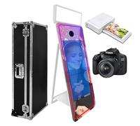 Magic Mirror Photo Booth 65in with Flight Case,Interactive Touch Screen Mirror Photo Booth Machine for Event Party Wedding Rental (White(43''Touch Screen), Machine+Camera+Mini Printer)