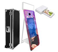 Magic Mirror Photo Booth 65in with Flight Case,Interactive Touch Screen Mirror Photo Booth Machine for Event Party Wedding Rental (White(32''Touch Screen), Machine+Mini Printer)
