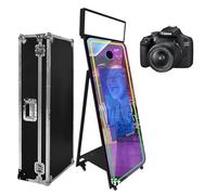 Magic Mirror Photo Booth 65in with Flight Case,Interactive Touch Screen Mirror Photo Booth Machine for Event Party Wedding Rental (Black(32''Touch Screen), Machine+Camera)