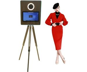 Magic Mirror Photo Booth for DSLR Camera, Portable Selfie Camera Photobooth with 15.6 Inch Touch Screen, Fill Light and Flight Case, for Parties Wedding Rental Business