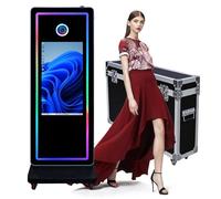 Magic Mirror Photo Booth Machine 32in Touch Screen Photo Booth with RGB Light,Compatible with Cameras and Printers,Suitable for Indoor and Outdoor Activities (Photo Booth Machine)