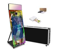 Magic Mirror Photo Booth Machine 65'' Mirror Photo Booth with 43'' Touch Screen,Upgrade RGB Fill Light Suitable for Photography Needs in Various Locations (Black, Machine+Mini Printer)