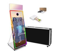 Magic Mirror Photo Booth Machine 65'' Mirror Photo Booth with 43'' Touch Screen,Upgrade RGB Fill Light Suitable for Photography Needs in Various Locations (White, Machine+Mini Printer)