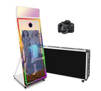 Magic Mirror Photo Booth Machine 65'' Mirror Photo Booth with 43'' Touch Screen,Upgrade RGB Fill Light Suitable for Photography Needs in Various Locations (White, Machine+Camera)