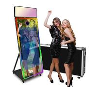 Magic Mirror Photo Booth Machine 65'' Mirror Photo Booth with 43'' Touch Screen,Upgrade RGB Fill Light Suitable for Photography Needs in Various Locations (Black, Photo Booth Machine)
