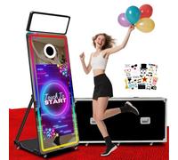 Magic Mirror Photo Booth Machine, Built-in Mini PC, RGB Light & Music Sync for Wedding Party Rental(65" Machine, 43" Touch Screen) (Black, Photo Booth)