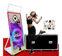 Magic Mirror Photo Booth Machine, Built-in Mini PC, RGB Light & Music Sync for Wedding Party Rental(65" Machine, 43" Touch Screen) (White, Photo Booth)