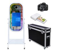 Magic Mirror Photo Booth Machine wiht 21.5" Touch Screen Mirror Photo Booth Selfie Photobooth Machine RGB Light for Event Rental Wedding Party (Machine+Camera+Mini Printer)