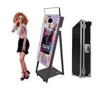 Magic Mirror Photo Booth Machine with Interactive Touch Screen,Selfie DSLR Photo Booth, Built-in Mini PC, Software RGB Light and Flight Case for Event Rental Wedding Party (Black, 40"(21.5" Screen))