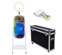 Magic Mirror Photo Booth Machine with Ring Light,21.5inch Touch Screen,Photo Booth Flight Case,App Control RGB Light for Wedding Party Events (Machine+Mini Printer)