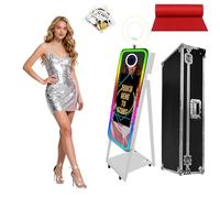 Magic Mirror Photo Booth with 21.5 Inch, 32 Inch, 43 Inch Touch Screen, DSLR Photo Booth Machine with RGB Fill Light & Flight Case for Weddings Parties Birthday Rental (White, 21.5" Ring Fill Light)