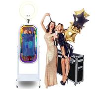 Magic Mirror Photo Booth with 21.5 inch LCD Touch Screen, Flight Case, Built-in Mini PC, RGB Ring Light, Sharing and Printing, Booth for Wedding Party Event Rental (Photo Booth Machine)