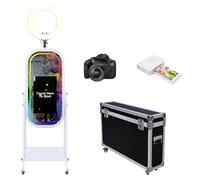 Magic Mirror Photo Booth with 21.5 inch LCD Touch Screen, Flight Case, Built-in Mini PC, RGB Ring Light, Sharing and Printing, Booth for Wedding Party Event Rental (Full Set)