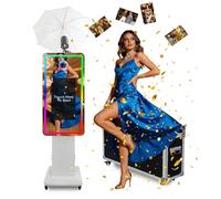 Magic Mirror Photo Booth with 21.5 Inch Touchscreen, Portable DSLR Photobooth Machine Includes Flight Case for Wedding Birthday Graduation Events (Flashlight, White)