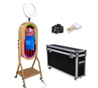 Magic Mirror Photo Booth with 21.5" Touch Screen, Photobooth Machine Selfie Shell Stand with LED RGB Fill Light & Flight Case for Wedding Parties Events Rental (Photo Booth)