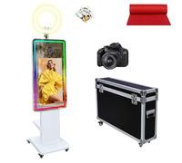 Magic Mirror Photo Booth with 21.5" Touchscreen, APP Control & Instant Printing, Portable Photo Booth Machine Includes RGB Light & Flight Case for Wedding Rental Events (Photo Booth + Camera)
