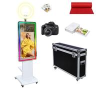 Magic Mirror Photo Booth with 21.5" Touchscreen, APP Control & Instant Printing, Portable Photo Booth Machine Includes RGB Light & Flight Case for Wedding Rental Events (Full Set)
