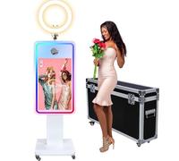 Magic Mirror Photo Booth with 32 inch LCD Touch Screen, Flight Case, Built-in Mini PC, RGB Ring Light, Sharing and Printing, Booth for Wedding Party Event Rental (Photo Booth Machine)