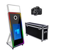 Magic Mirror Photo Booth with 32" Touch Screen, Portable Photo Booth with LED RGB Fill Light & Flight case for Weddings Parties Events Rental (White, Photo Booth + Camera)