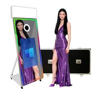 Magic Mirror Photo Booth with 32" Touch Screen, Portable Photo Booth with LED RGB Fill Light & Flight case for Weddings Parties Events Rental (White, Photo Booth)