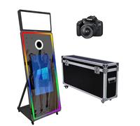 Magic Mirror Photo Booth with 32" Touch Screen, Portable Photo Booth with LED RGB Fill Light & Flight case for Weddings Parties Events Rental (Black, Photo Booth + Camera)