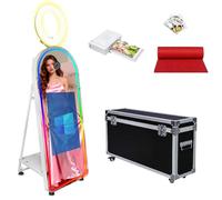Magic Mirror Photo Booth with 32" Touch Screen, Portable Photo Booth with LED RGB Fill Light & Flight case for Weddings Parties Events Rental Graduation (Photo Booth + Printer)