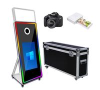 Magic Mirror Photo Booth with 32" Touch Screen, Portable Photo Booth with LED RGB Fill Light & Flight case for Weddings Parties Events Rental (White, Photo Booth + Printer + Camera)