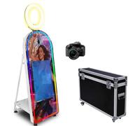 Magic Mirror Photo Booth with 32" Touch Screen, Portable Photo Booth with LED RGB Fill Light & Flight case for Weddings Parties Events Rental Graduation (Photo Booth + Camera)
