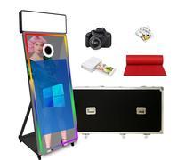 Magic Mirror Photo Booth with 43" Touch Screen, Portable Photo Booth with LED RGB Fill Light & Flight case for Weddings Parties Events Rental (Black, Photo Booth + Printer + Camera)