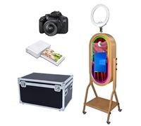 Magic Mirror Photo Booth with Ring Light,21.5inch Touch Screen,Windows Photo Booth Flight Case,App Control RGB Light for Wedding Party Events (Machine+Camera+Mini Printer)