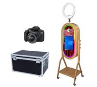Magic Mirror Photo Booth with Ring Light,21.5inch Touch Screen,Windows Photo Booth Flight Case,App Control RGB Light for Wedding Party Events (Machine+Camera)