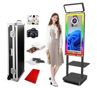 Magic Mirror Photobooth Machine with Instant Camera and Printer to Record Vital Moments, 21.5Inch Touch Screen Foto Box for Wedding Party Valentine (Black, Full Set)