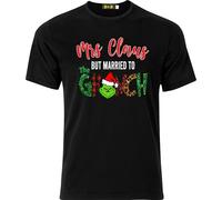 magic moments Adult DTF T-Shirt Mrs Claus but Married to The Grinch (UK, Alpha, M, Regular, Regular, Black)