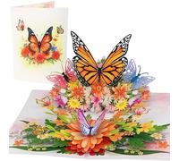 Magic Moments® Butterflies & Bouquet of Flowers Pop Up Card - Exquisite 3D Birthday Cards for Women, Mum & Daughter - Handmade Wedding Anniversary, Mother’s Day & Thank You 3D Card with Magic Envelope