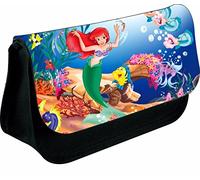 magic moments Personalised Little Mermaid Zipped Pencil Makeup CASE School DS Bag (Black)