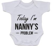 magic moments TODAY IM NANNYS PROBLEM FUNNY HUMOUR COTTON WHITE BABY VEST OR BIB (6 to 9 month vest)
